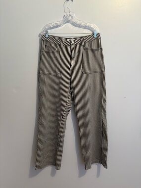 Mica Denim Size 31 Straight Leg Striped Breck Black Gray Jeans Super High Rise